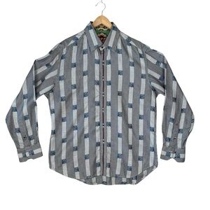 Robert Graham Men’s Classic Herringbone Strip Button Up Long Sleeve Shirt XL